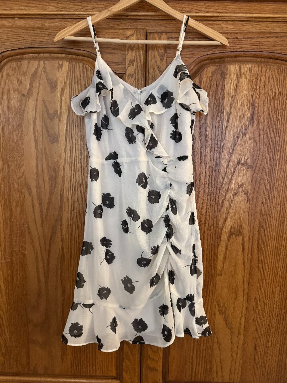 All in Favor White Dress with Black Floral Print